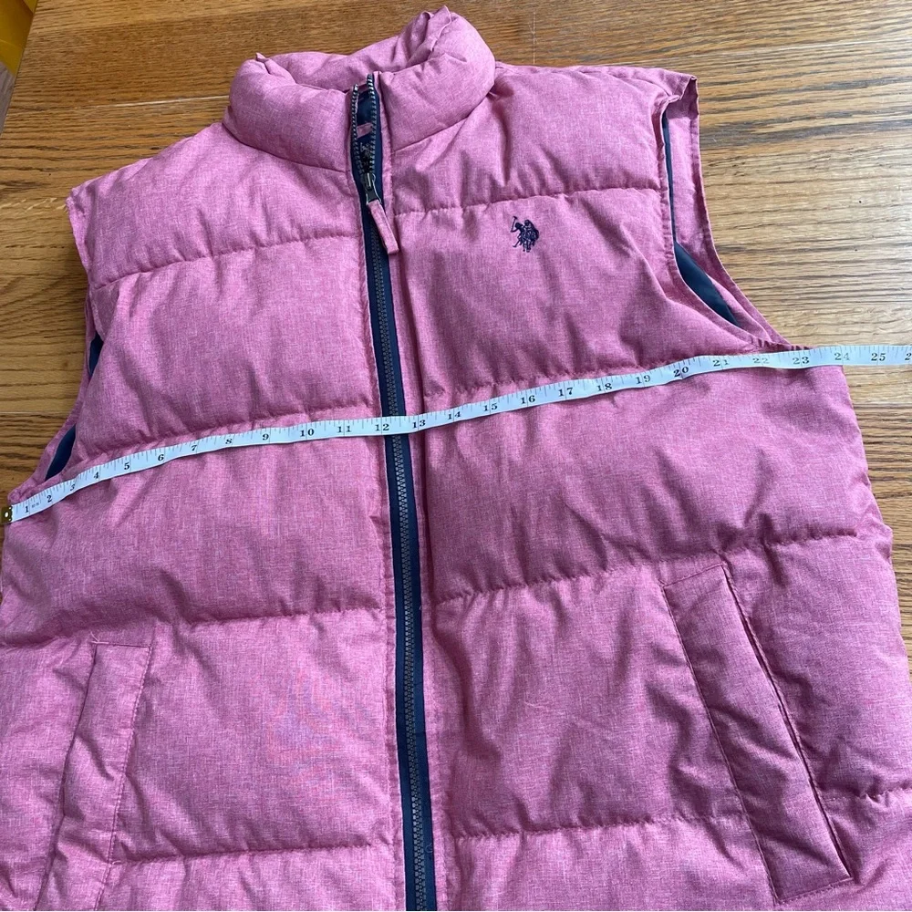 U.S. Polo Assn. Pink/Red Puffer Vest Men’s Size L Full Zip with Front Pockets - Picture 7 of 8